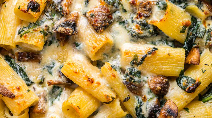 Wake the Dead Charred Eggplant & Mushroom Pasta Bake