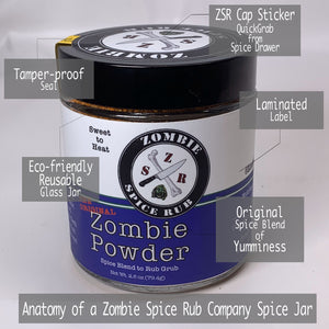 Zombie Spice Rub Company Zombie Powder Anatomy of a Spice Jar Bottle Spiceblends Cooking BBQ Gift